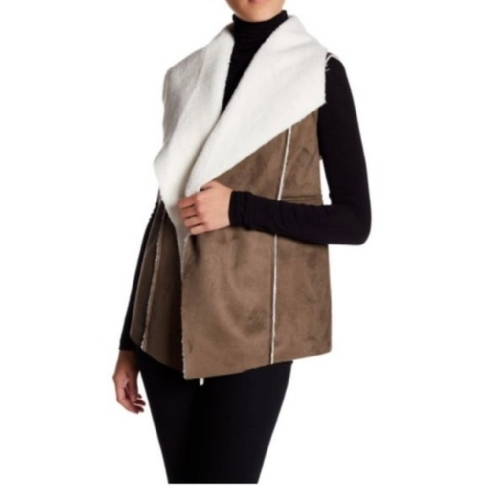 Susina Sherpa Faux Suede‎ Vest XS